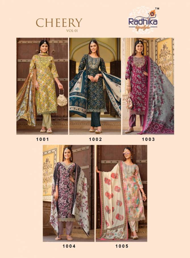 Radhika Cherry Vol 1 Muslin Printed Readymade Suits
